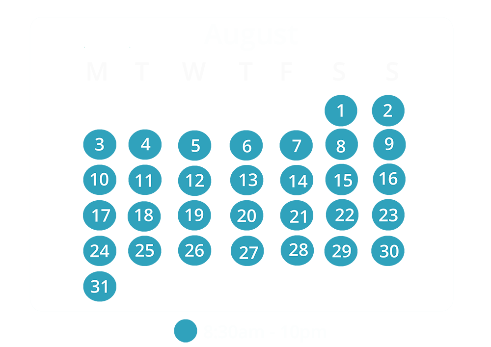 august opening times