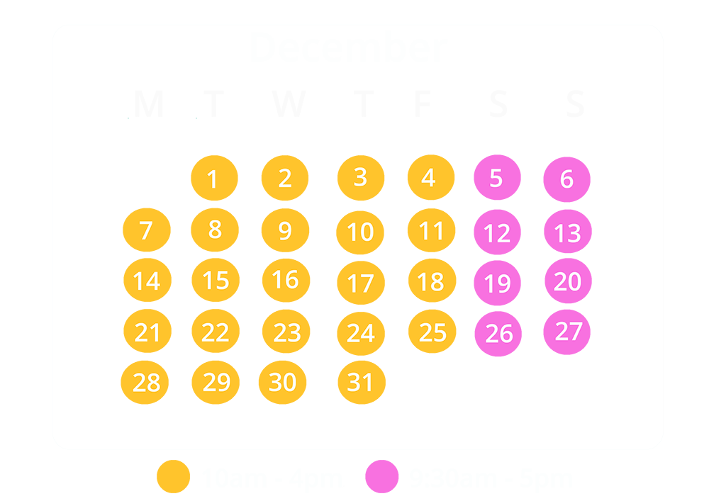 december opening times