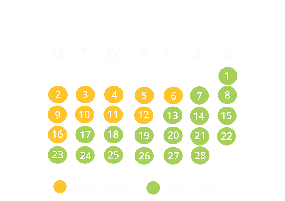 february opening times