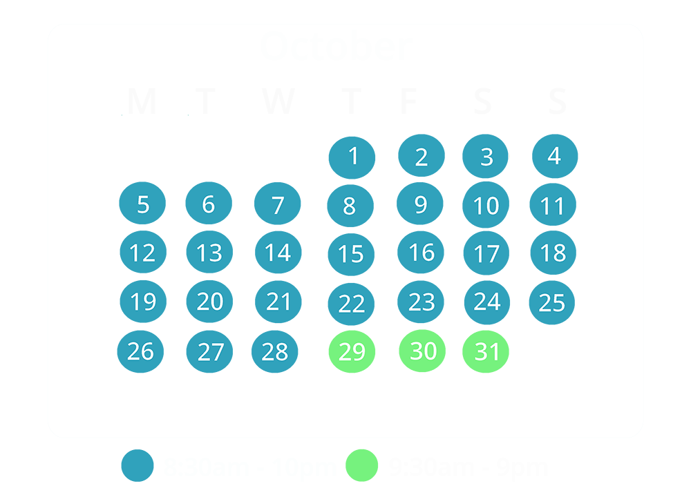 october opening times